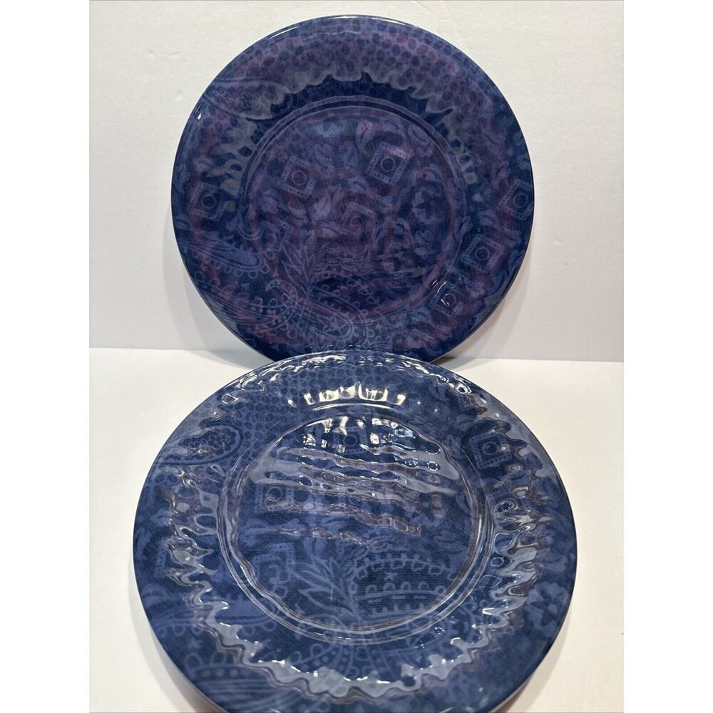 Set of 4 Southern Living Melamine Plates Navy Exclusively Dillards 9.25"